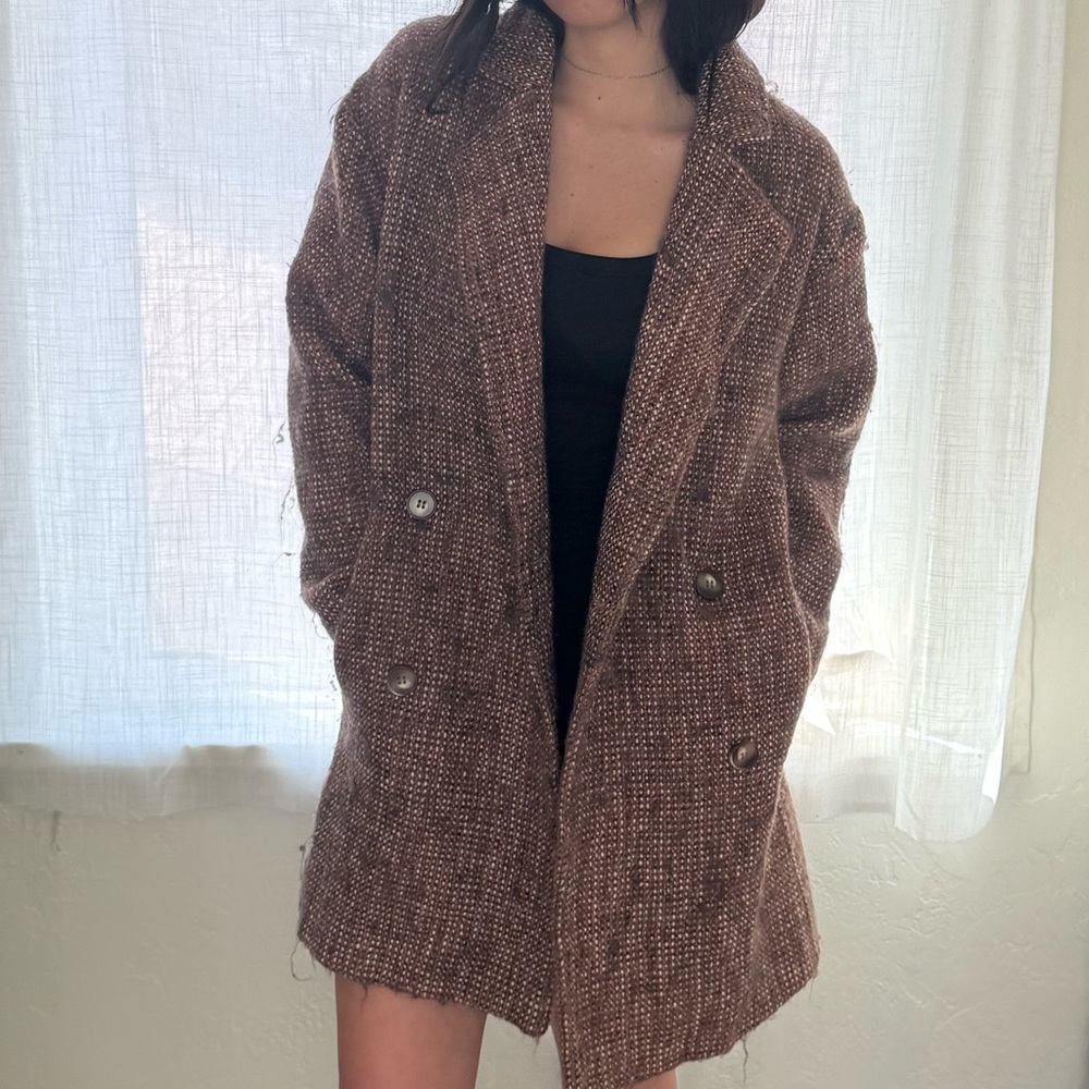 Anthropologie Pilcro brown tweed coat